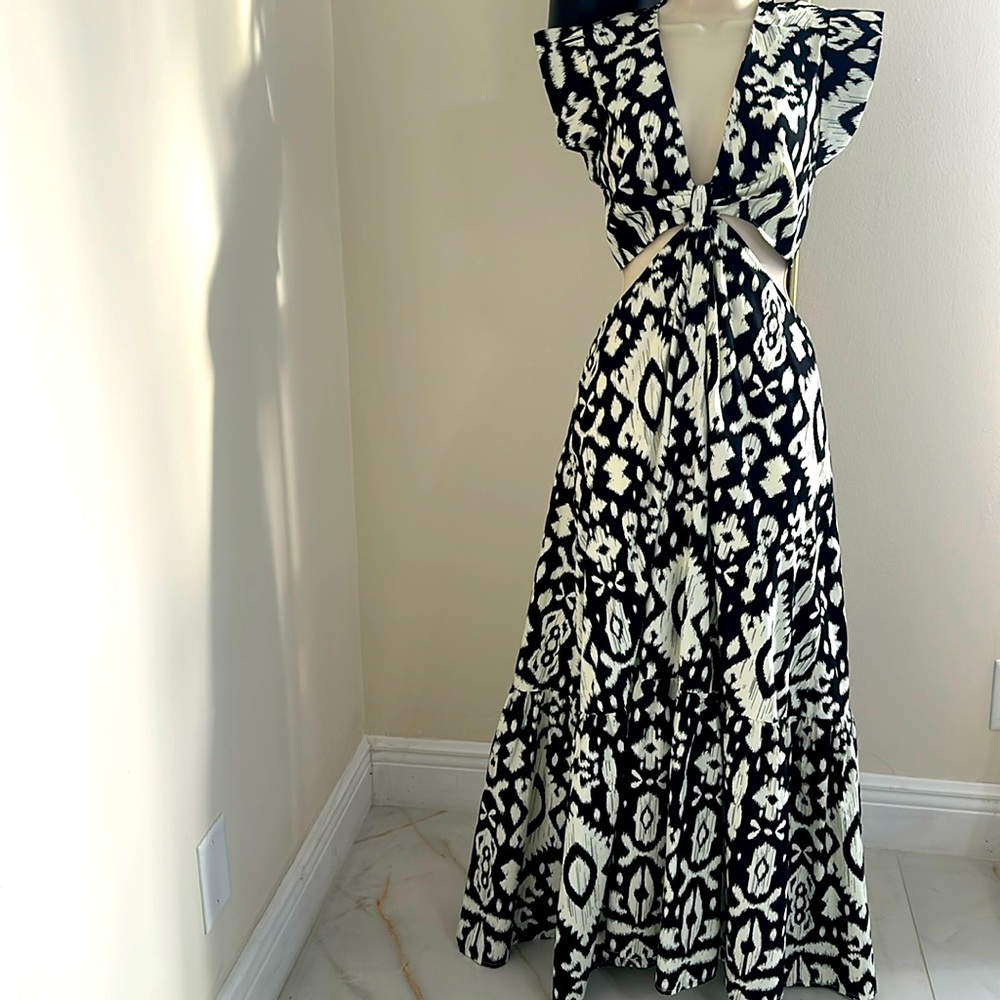 Steve Madden Black & Beige Maxi Dress With Cutouts